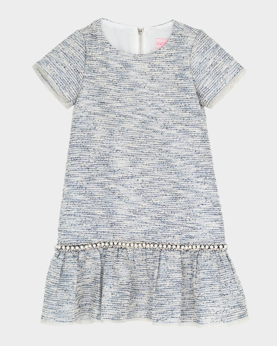 Girl's Ruby Embellished Tweed Mini Dress, Size 7-16